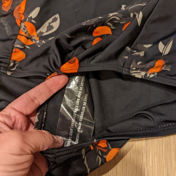 Black and Orange Floral Swimsuit - Picture 7 of 9